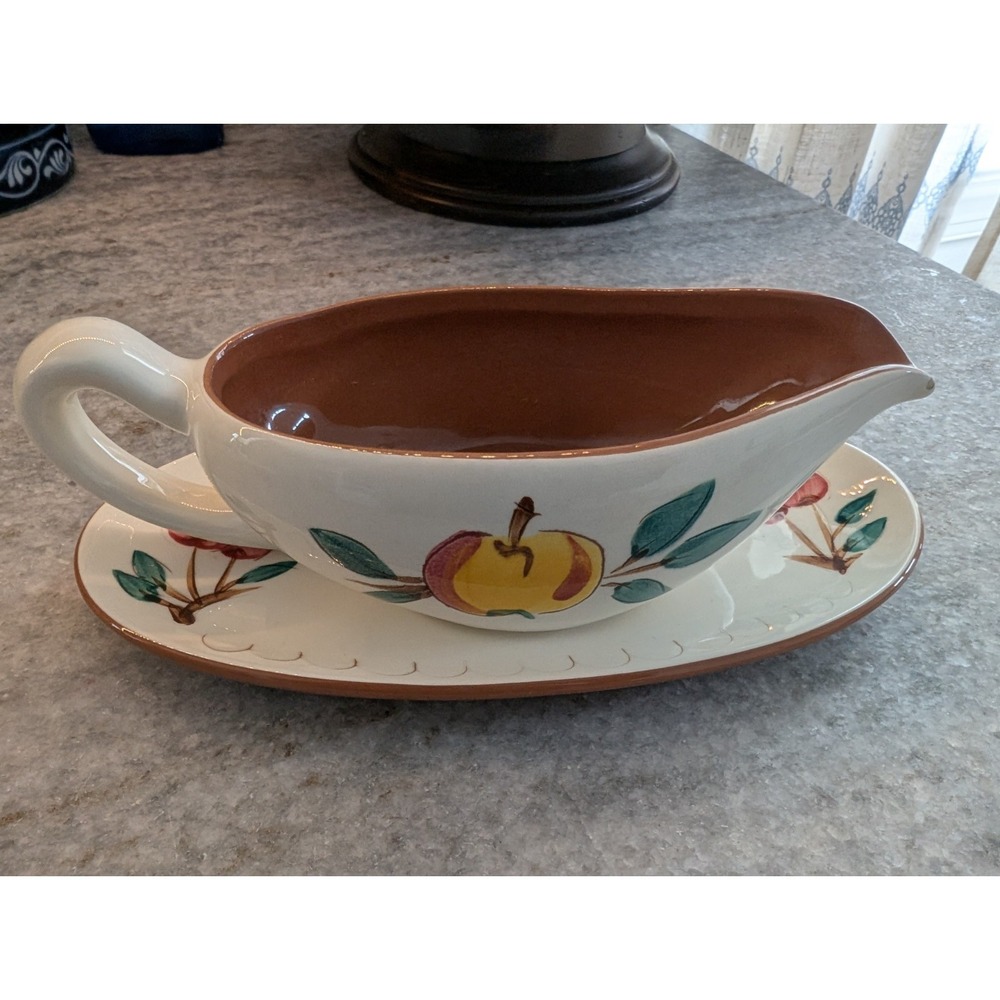 Vintage STANGL‎ Gravy Boat And Platter, Trenton, New Jersey